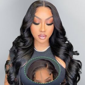 4x7 Lace Closure Wig Human Hair Natural Color Body Three-Dimensional  Wave Density (Option: 24inch)
